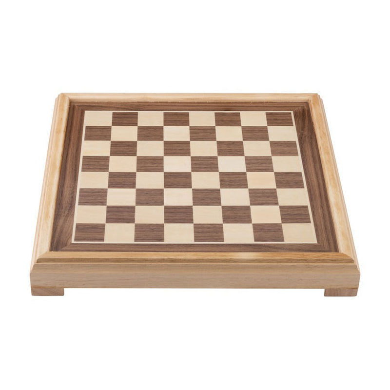 Afbeelding laden in galerijviewer, Engelhart schaakset 40x40 cm – luxe houten schaakbord ingelegd esdoorn walnoot fineer – koning 77 mm – met opbergsysteem – inclusief colourbox – houten schaakstukken bord –