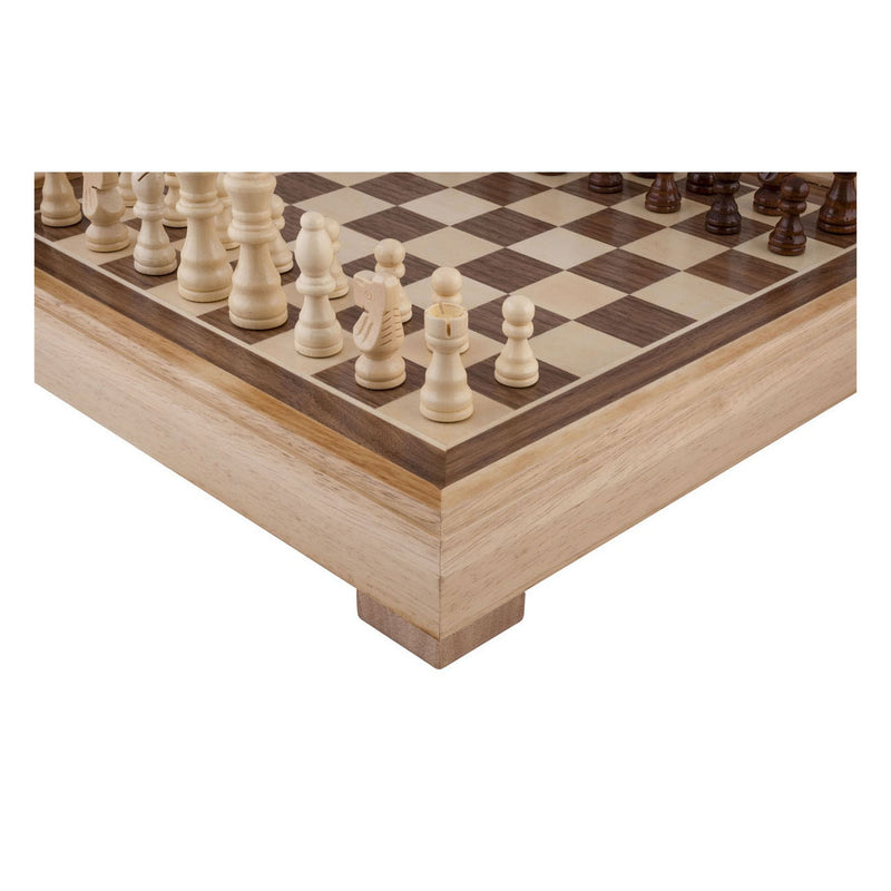Afbeelding laden in galerijviewer, Engelhart schaakset 40x40 cm – luxe houten schaakbord ingelegd esdoorn walnoot fineer – koning 77 mm – met opbergsysteem – inclusief colourbox – houten schaakstukken bord –