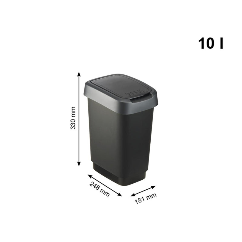 Load image into Gallery viewer, Rotho twist afvalbak 10l dark silver