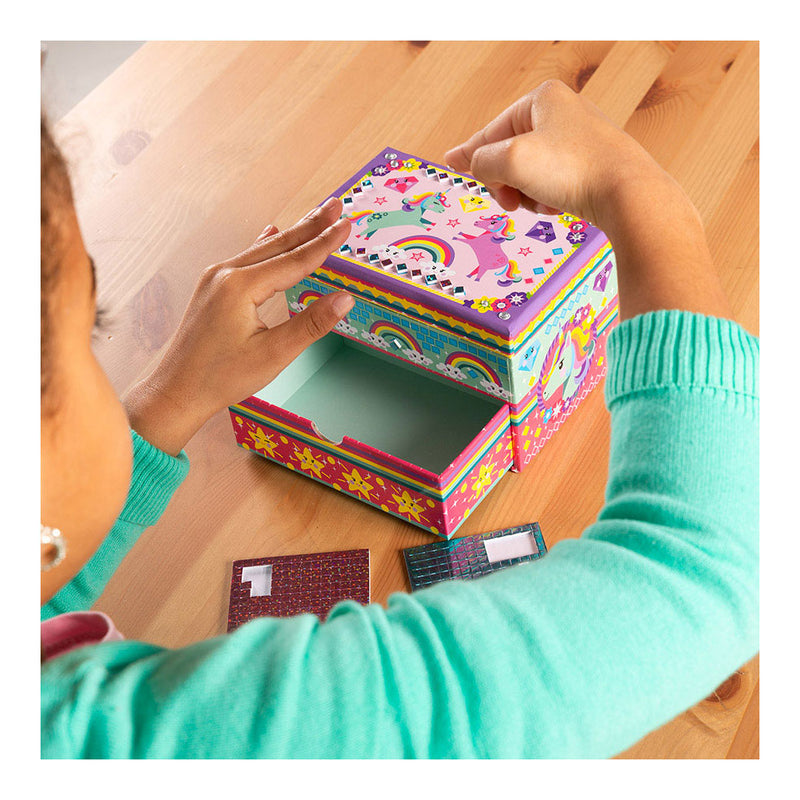 Afbeelding laden in galerijviewer, Totum unicorn sieraden doosje versieren - speelgoed meisjes knutselen cadeau tip - mozaïek 15 x 10 x 10 cm cadeau tip meisjes en jongens vanaf 3 jaar