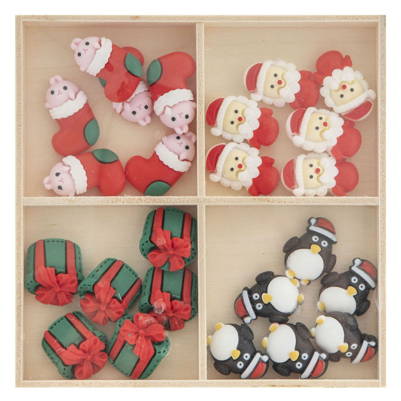 Afbeelding laden in galerijviewer, Creative craft group resin kerstmis figuren in houten doos - 24dlg.