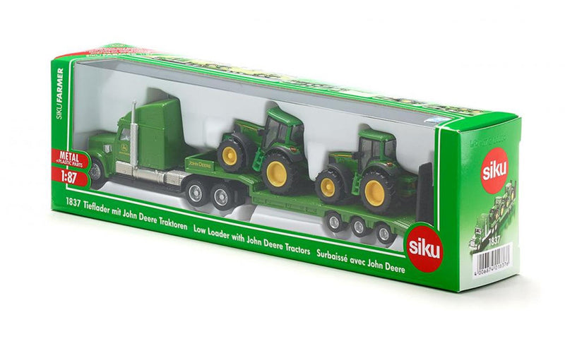 Afbeelding laden in galerijviewer, Siku 1837 dieplader met john deere tractoren