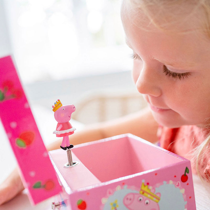 Afbeelding laden in galerijviewer, Bambolino peppa pig sieradendoosje, juwelenkistje, muziekdoosje - met draaiende peppa ballerina en spiegel - junior peuter en kleuterspeelgoed vanaf 3 jaar - cadeautip