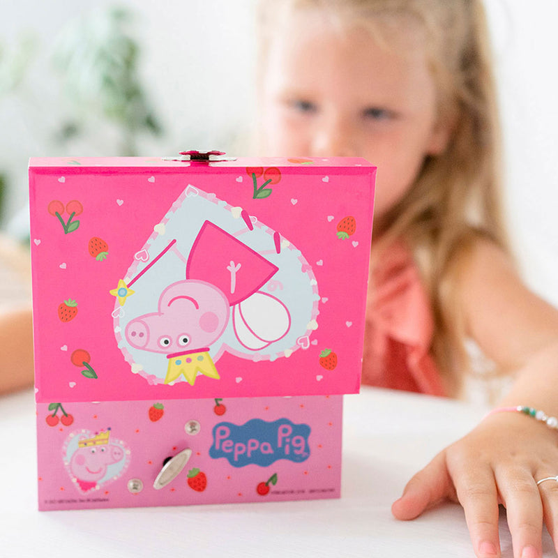 Afbeelding laden in galerijviewer, Bambolino peppa pig sieradendoosje, juwelenkistje, muziekdoosje - met draaiende peppa ballerina en spiegel - junior peuter en kleuterspeelgoed vanaf 3 jaar - cadeautip
