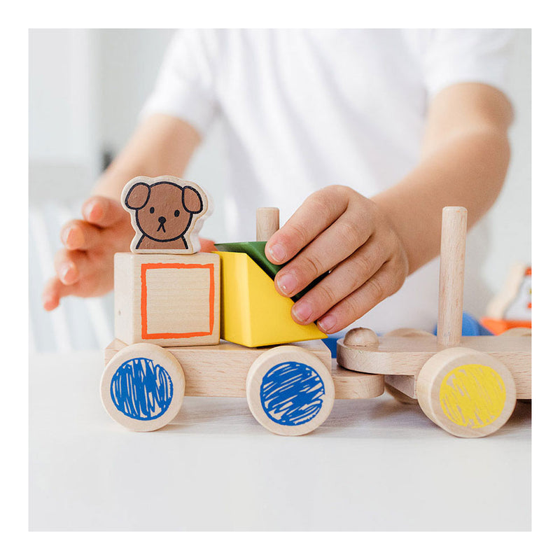 Afbeelding laden in galerijviewer, Bambolino nijntje houten speelgoed blokkentrein, trein met blokken - peuter kleuter educatief speelgoed - vanaf 1,5 jaar - toys cadeau tip