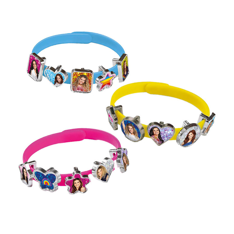 Afbeelding laden in galerijviewer, Totum k3 3 schuif armbandjes maken met 18 bedels - speelgoed meisjes vanaf 3 jaar - 21 delige set studio 100 meisjes