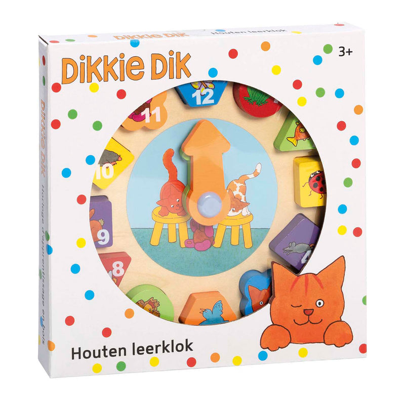 Cargue la imagen en el visor de la galería, Bambolino toys dikkie dik houten leerklok, 12dlg.