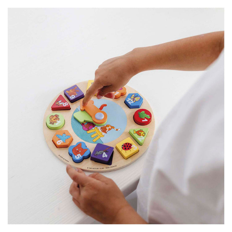 Cargue la imagen en el visor de la galería, Bambolino toys dikkie dik houten leerklok, 12dlg.