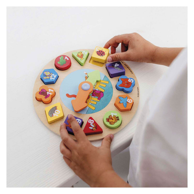Cargue la imagen en el visor de la galería, Bambolino toys dikkie dik houten leerklok, 12dlg.