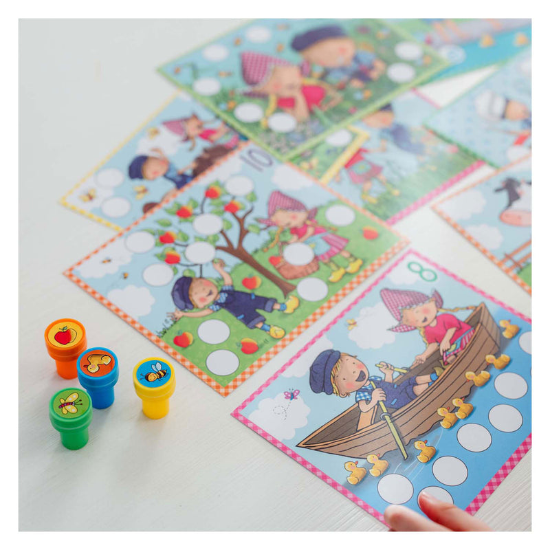 Afbeelding laden in galerijviewer, Bambolino fien teun creatieve stempelset, stempels en gekleurde kaarten - creatief, educatief speelgoed - boerderij speelgoed - vanaf 3 jaar - toys