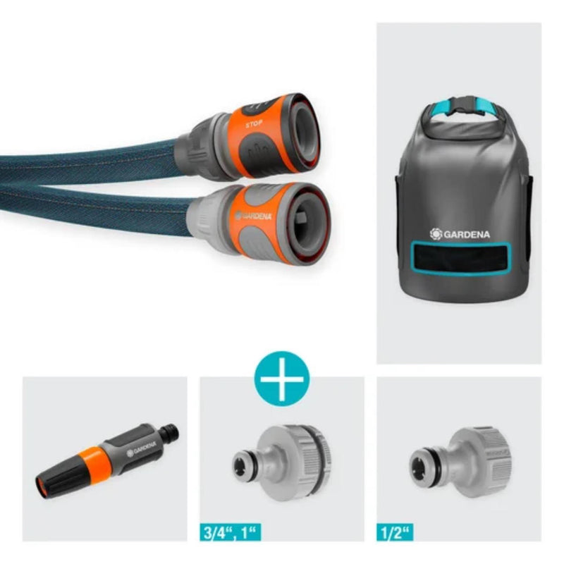 Load image into Gallery viewer, Gardena textielslang liano xtreme 15 m set, met opbergtas (donkergrijs oranje)