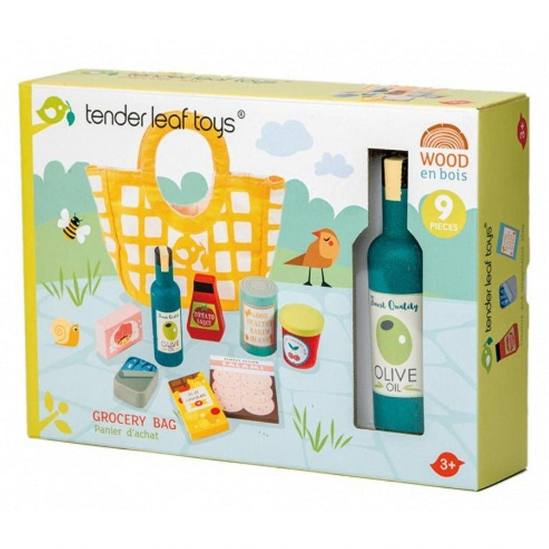 Load image into Gallery viewer, Tender toys houten boodschappen + canvas tas
