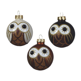 Laden Sie das Bild in Galerie -Viewer, Kerstbal glas owl 3col assdia6cm