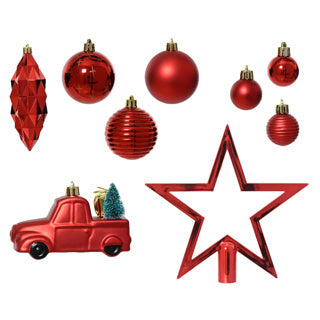 Afbeelding laden in galerijviewer, Kaemingk decoris kerstboom decoratie 67-delig rood