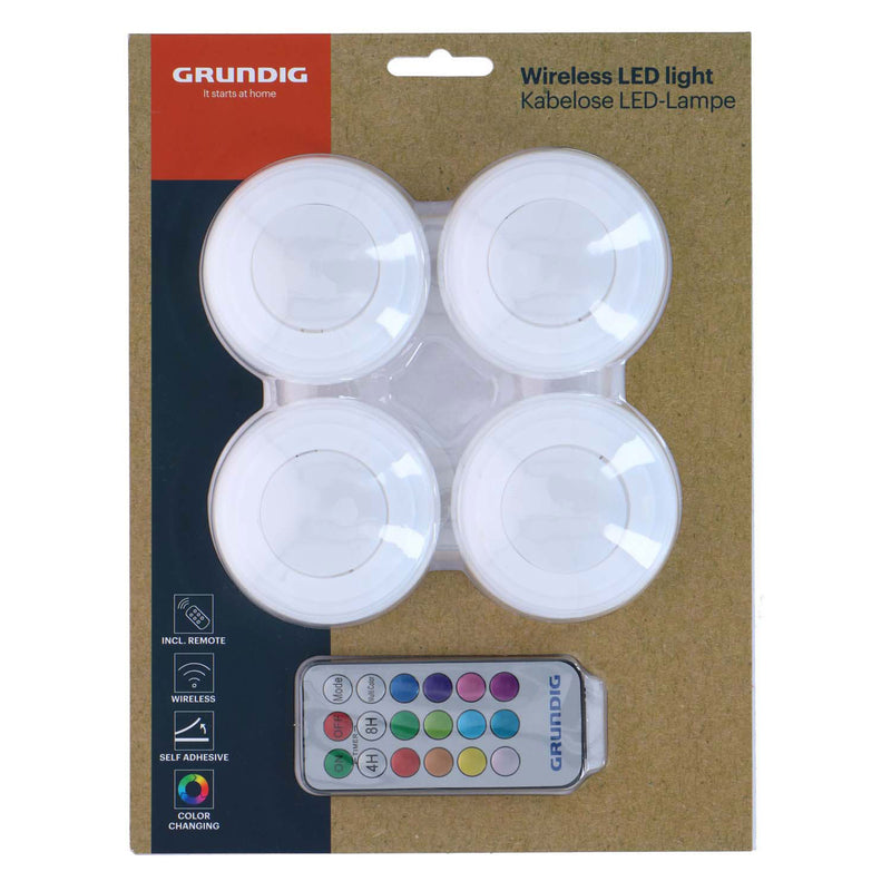 ギャラリービューアに画像をロードする, Grundig kleurveranderende draadloze ledlamp, set van 4