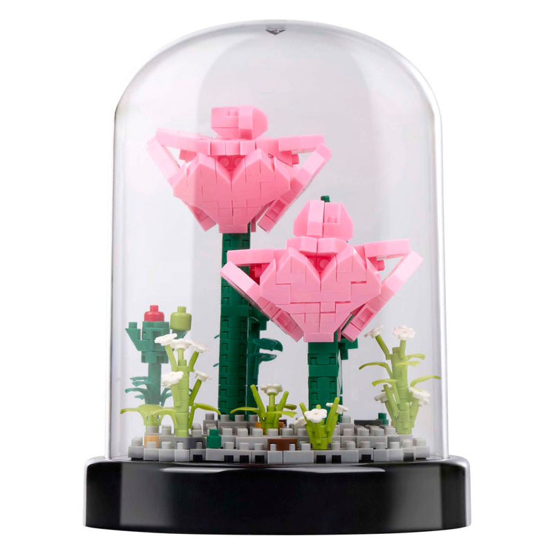 Load image into Gallery viewer, Bouwblokken bloemen in glazen stolp