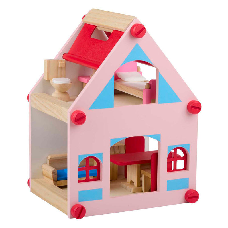 Laden Sie das Bild in Galerie -Viewer, Houten poppenhuis met accessoires, 30dlg.