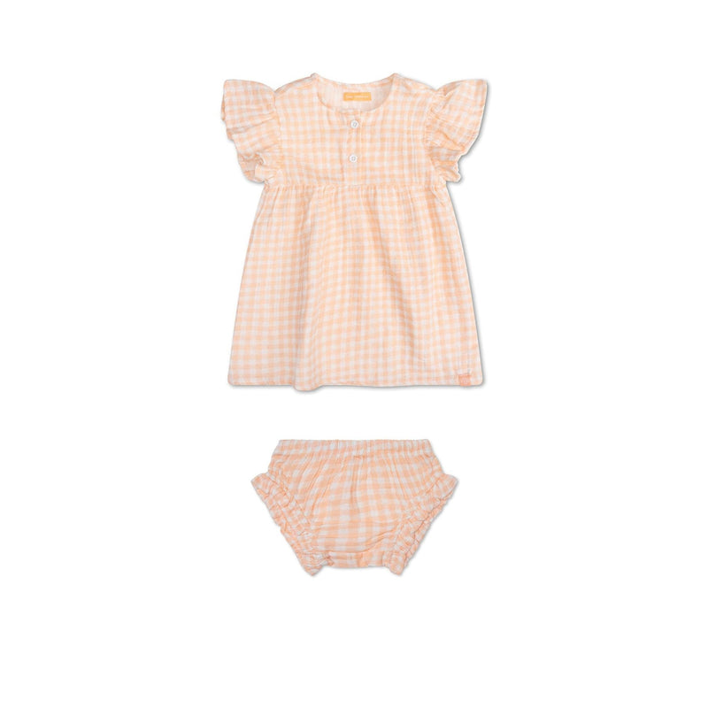Laden Sie das Bild in Galerie -Viewer, Sunset grid | oranje wit meisjes set strand - muslin