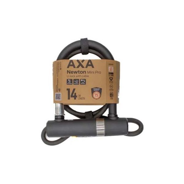 Load image into Gallery viewer, Axa beugelslot newton mini pro + cable 100 10 - zwart