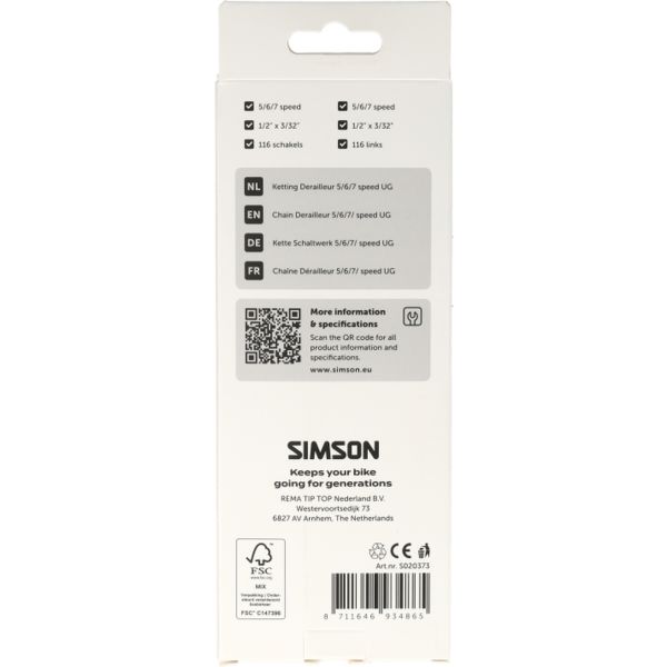 Afbeelding laden in galerijviewer, Simson ketting derailleur 5 6 7v ug