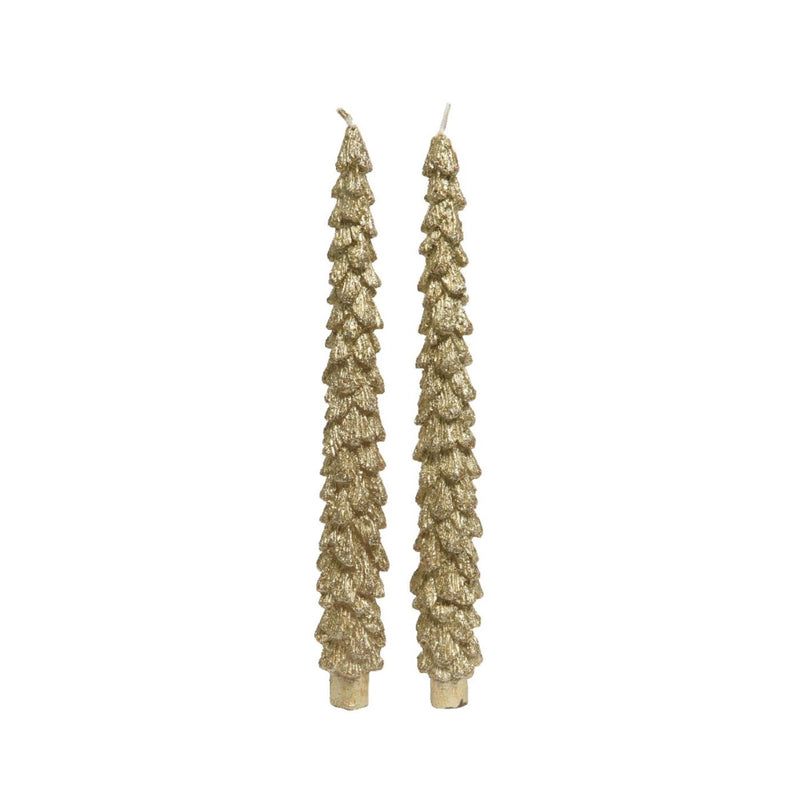 Laden Sie das Bild in Galerie -Viewer, Decoris dinerkaars kerstboom set van 2 stuks goud ã˜2,1xh25cm