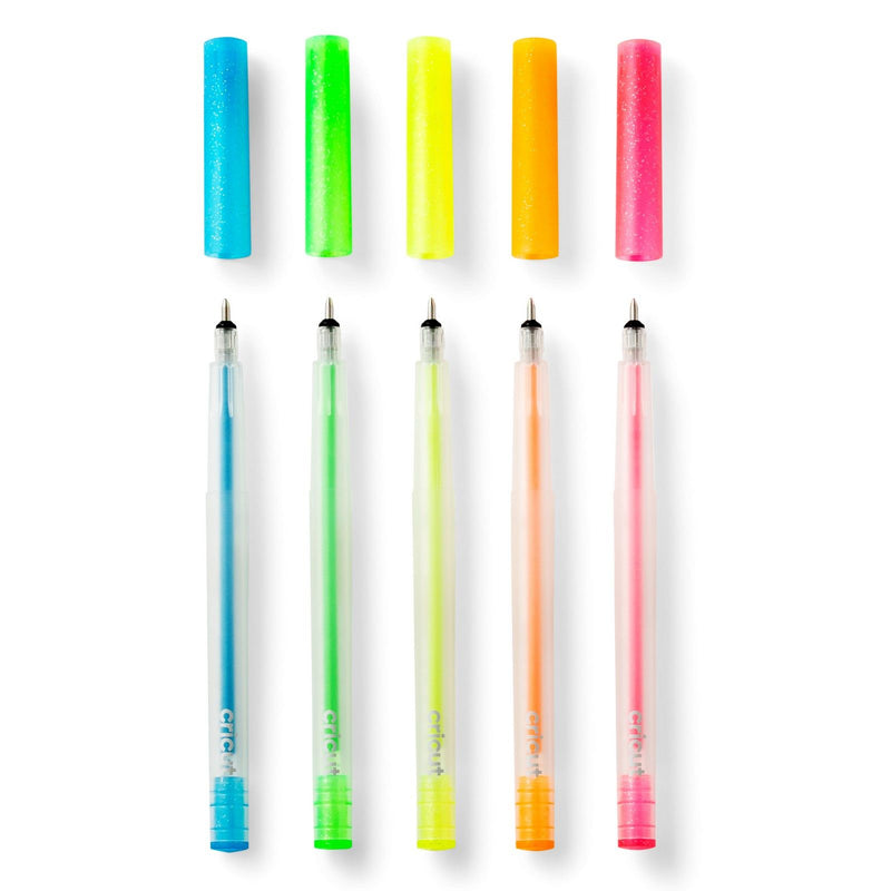 Load image into Gallery viewer, Cricut • glitter gel neon pens 5-pack (pink, orange, yellow, green, blue)