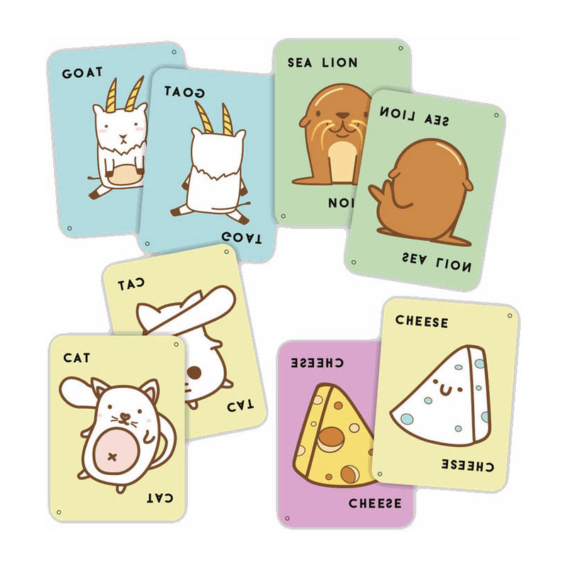 Load image into Gallery viewer, Geronimo games blue orange kaartspel taco back goat cheese pizza