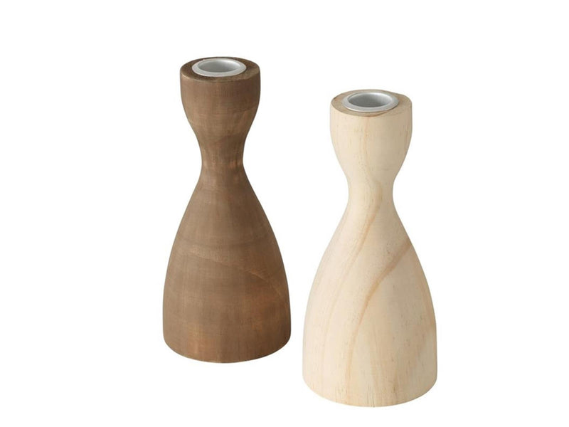 Cargue la imagen en el visor de la galería, Boltze home kandelaar hout h17cm naturel bruin