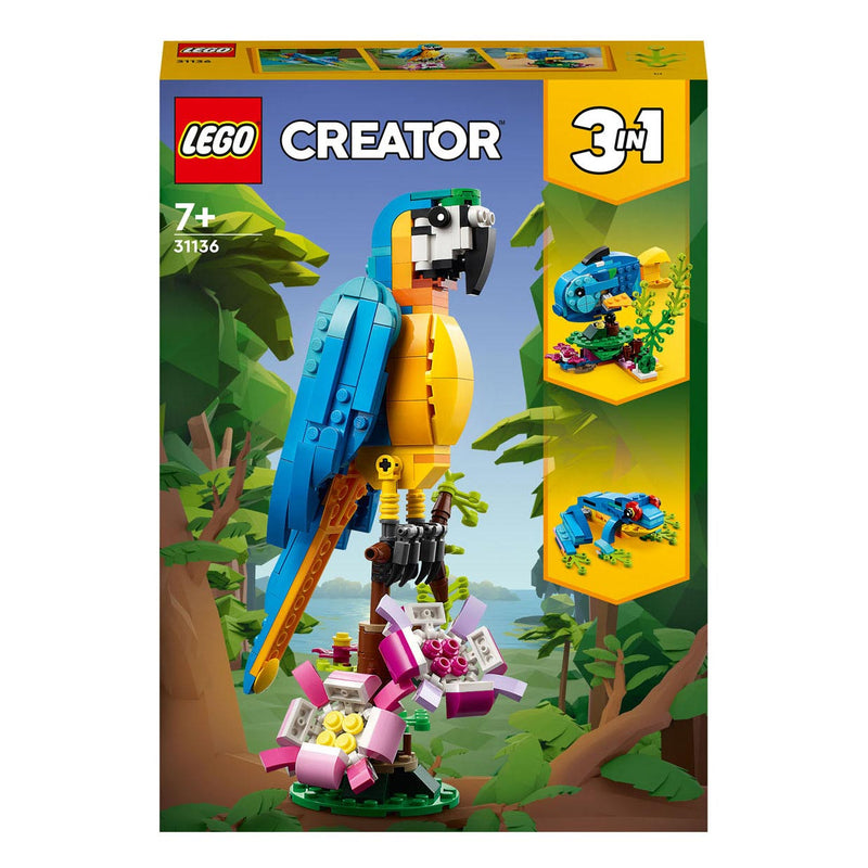 Afbeelding laden in galerijviewer, Lego creator 3in1 exotische papegaai - kikker - vis dieren speelgoed set voor kinderen - 31136