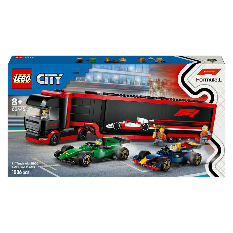 Load image into Gallery viewer, Lego city 60445 f1 truck met rb20 en amr24 f1 auto's