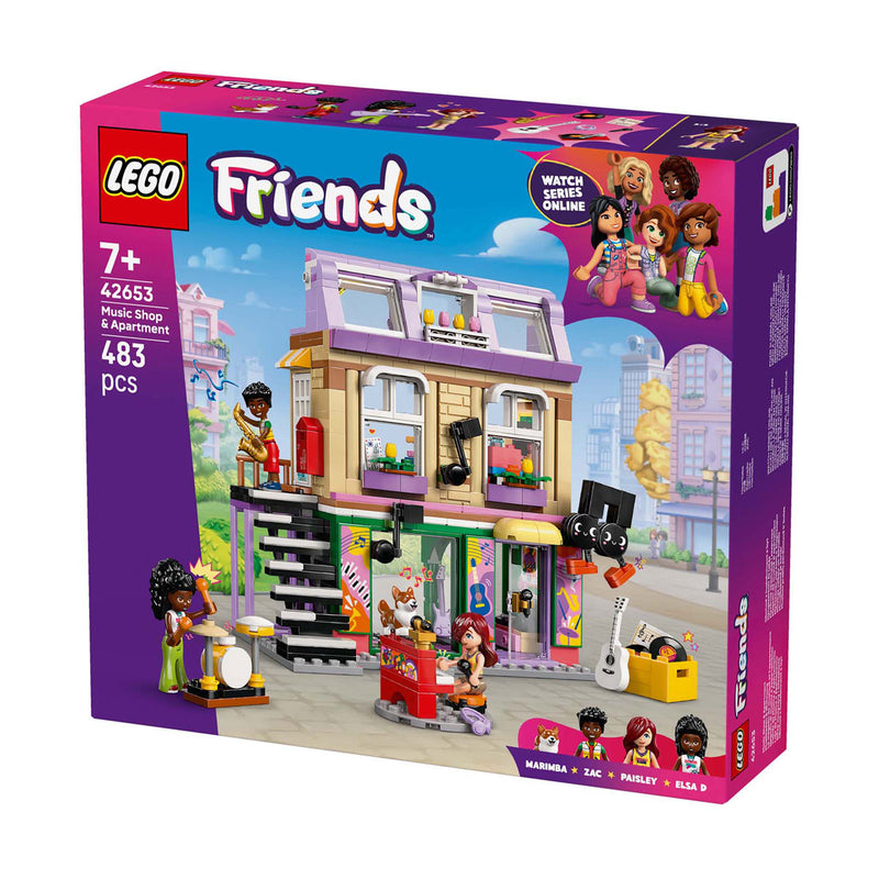 Afbeelding laden in galerijviewer, Lego friends muziekwinkel en appartement bouwpakket voor kinderen - 42653