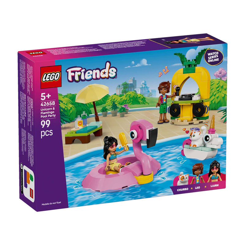 Load image into Gallery viewer, Lego friends - zwembadfeestje met flamingo en eenhoorn constructiespeelgoed (42658)