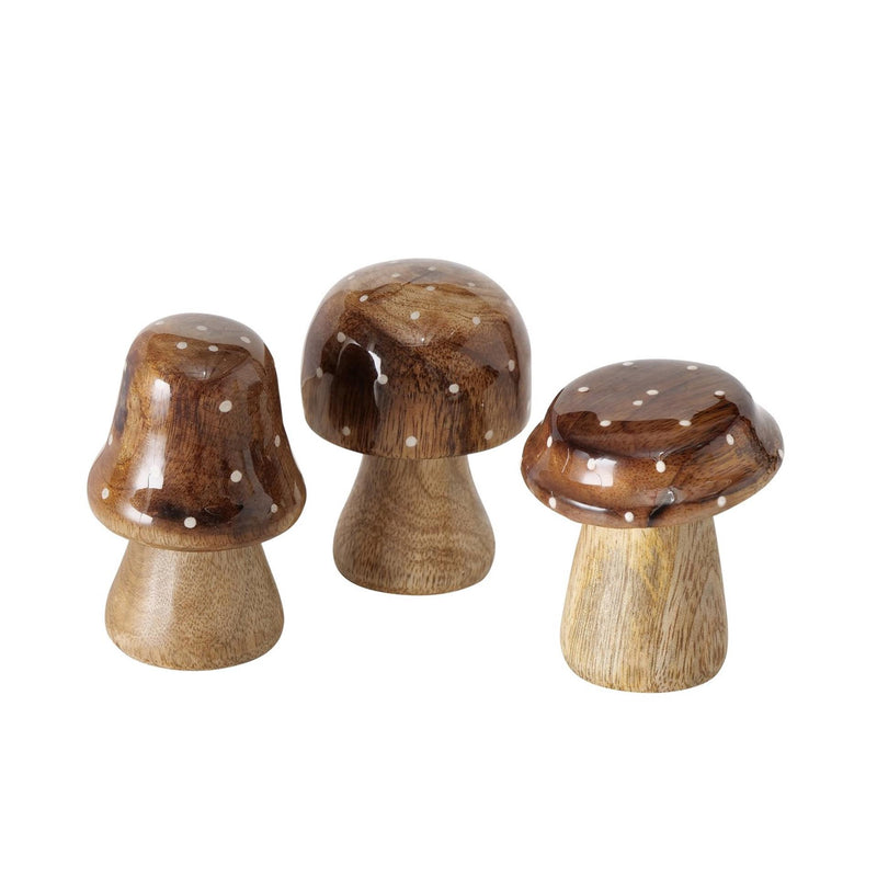 Afbeelding laden in galerijviewer, Boltze home paddenstoel hout bruin met glanzende top