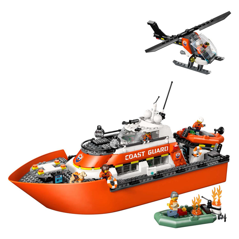 Afbeelding laden in galerijviewer, Lego city exploration - kustwacht reddingsboot - met helikopter