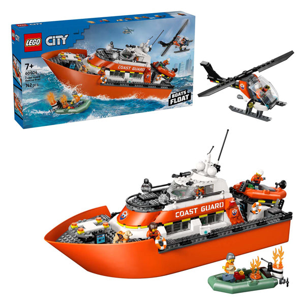 Load image into Gallery viewer, Lego city 60504 kustwacht reddingsboot met helikopter