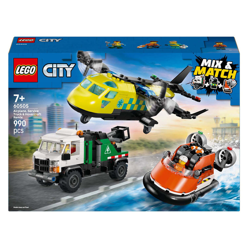 Load image into Gallery viewer, Lego city 60505 vliegtuig, servicewagen en hovercraft remix