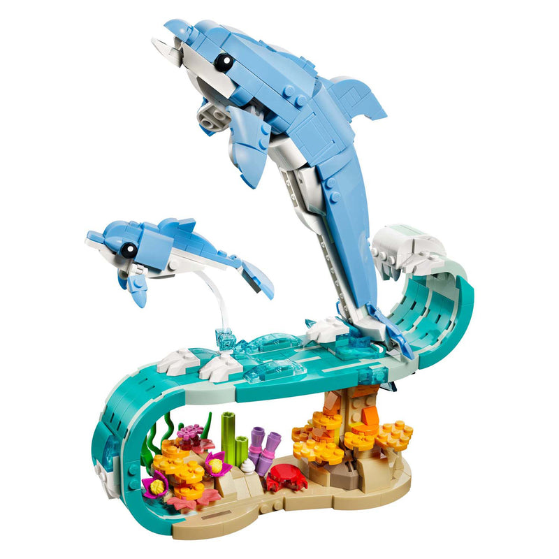 Afbeelding laden in galerijviewer, Lego ® creator 3in1 zeedieren: prachtige dolfijnen - bouw om tot een zeepaardje of krab - 31385