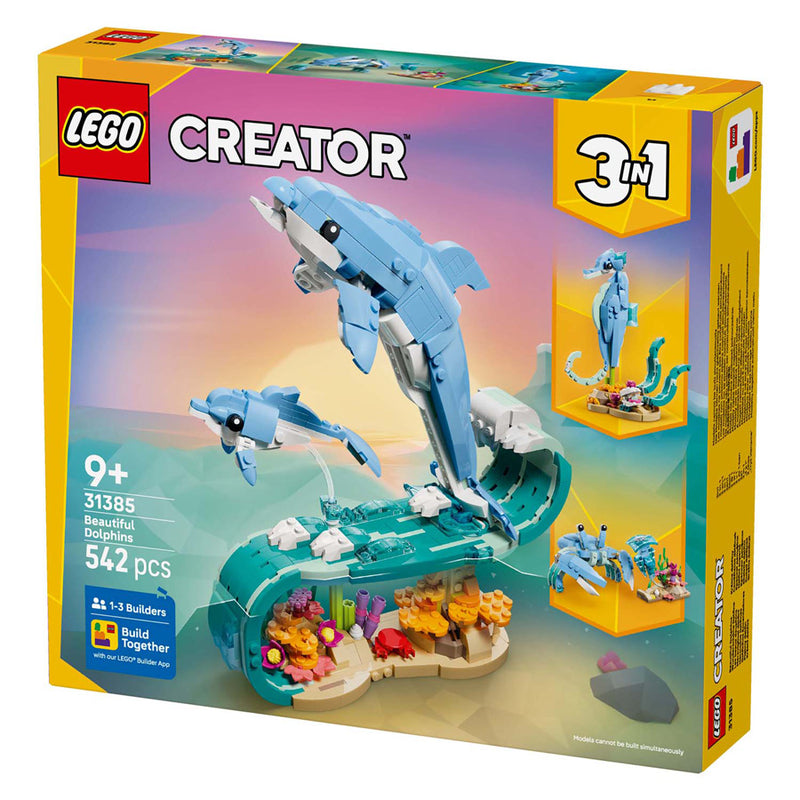 Afbeelding laden in galerijviewer, Lego ® creator 3in1 zeedieren: prachtige dolfijnen - bouw om tot een zeepaardje of krab - 31385