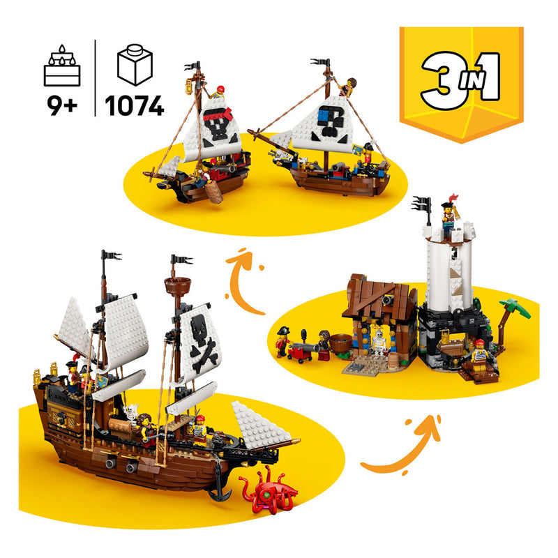 ギャラリービューアに画像をロードする, Lego creator 3in1 klassiek piratenschip piraten boot speelgoed voor kinderen 31387