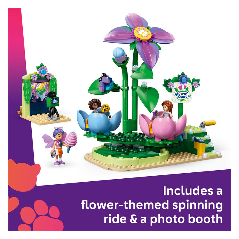 Afbeelding laden in galerijviewer, Lego friends draaiende theekopjesattractie met bloementhema speelgoed voor kinderen vanaf 7 jaar 42702