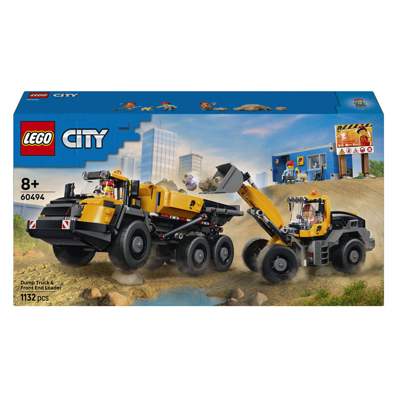 Afbeelding laden in galerijviewer, Lego city kiepwagen en voorlader voertuig speelgoed voor kinderen 60494