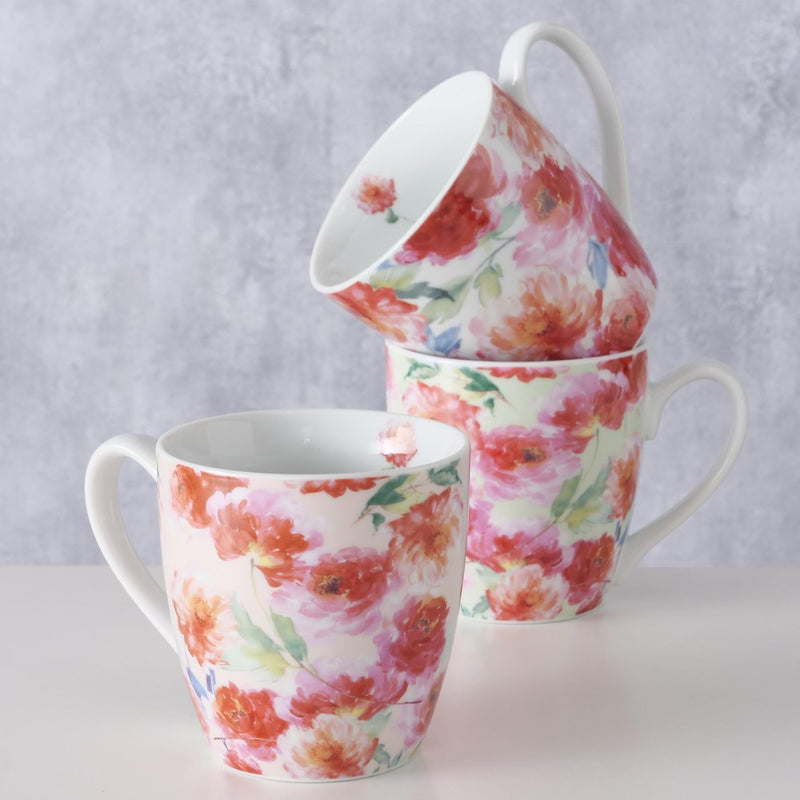 Laden Sie das Bild in Galerie -Viewer, Boltze home jumbo mok karella met bloemen 480ml