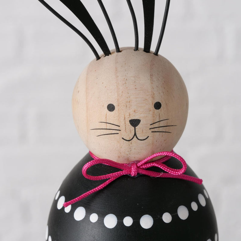 Afbeelding laden in galerijviewer, Boltze home beeld hout happy haas zwart wit 2 stuks