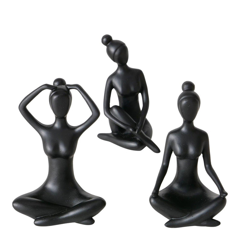 Load image into Gallery viewer, Boltze home beeld yoga vrouw zwart keramiek h10cm