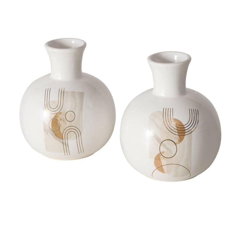 Afbeelding laden in galerijviewer, Boltze home vaas 'ronami' dolomite dia.14x17cm 2 assorti wit