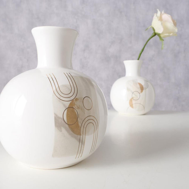 Afbeelding laden in galerijviewer, Boltze home vaas 'ronami' dolomite dia.14x17cm 2 assorti wit
