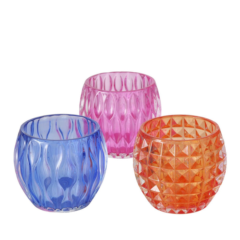 Laden Sie das Bild in Galerie -Viewer, Boltze home theelichthouder glas h8,5cm 3 assorti