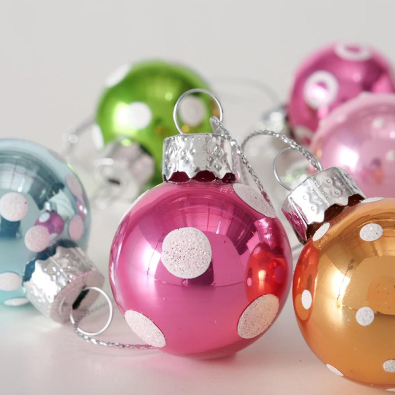 Afbeelding laden in galerijviewer, Boltze home kerstbal glas pattern 12 stuks in doosje- multi kleuren gestippeld