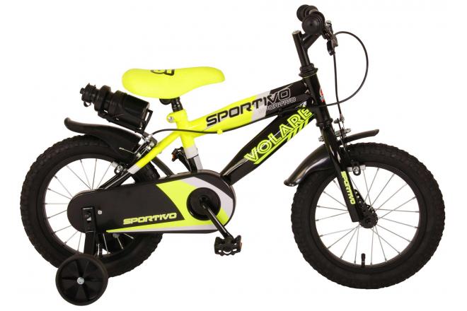 Load image into Gallery viewer, Volare Sportivo Kinderfiets Jongens 14 inch Neon Geel Zwart Twee Handremmen 95% afgemonteerd