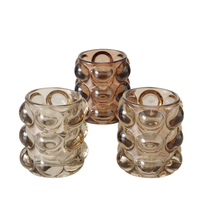 Laden Sie das Bild in Galerie -Viewer, Boltze home theelichthouder h9 cm bruin 3 assorti